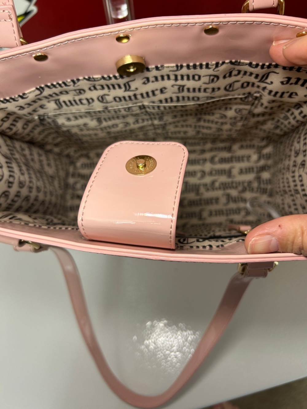 Juicy Couture Light Pink Patent Tote with Bow Accent - Picture 4 of 8